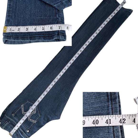 Give Me 5ive Mid Rise Denim Stretch Blue Jeans Bling Back Pocket Juniors Size 13 - Picture 14 of 14